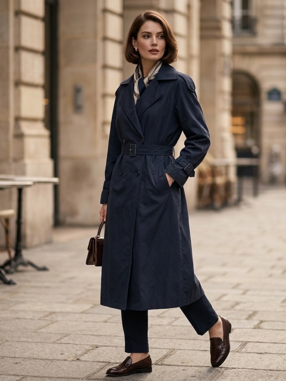 VTG Christian Dior Trench Coat Womens 6 Dark Navy Black Double Breasted Jacket